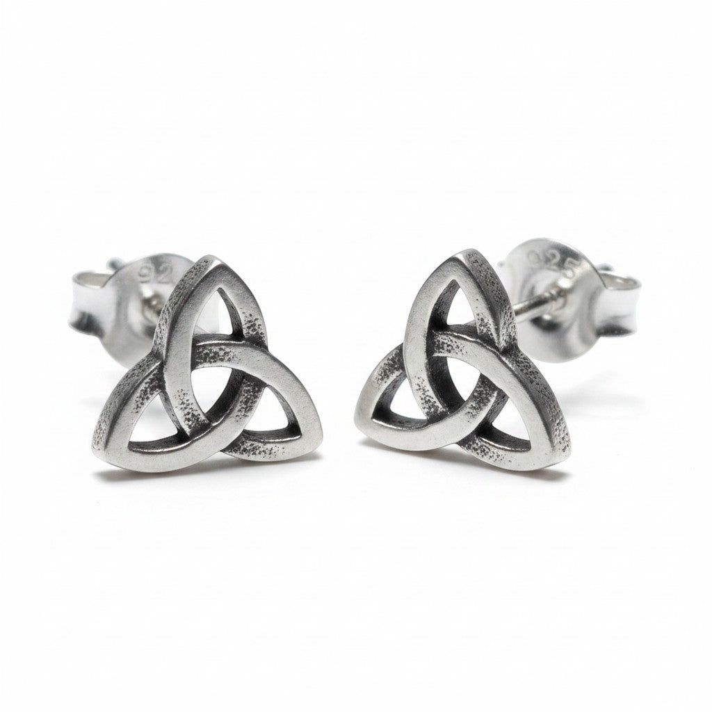 Sinnikäs Triquetra Ohrstecker aus 925er Silber, keltisches Symbol, 5mm.